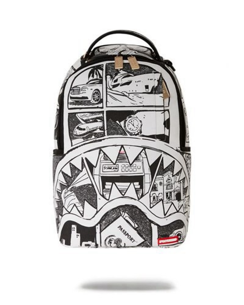 Black / White Sprayground The Good Life (Dlxv) Backpacks | 29168-WGAX