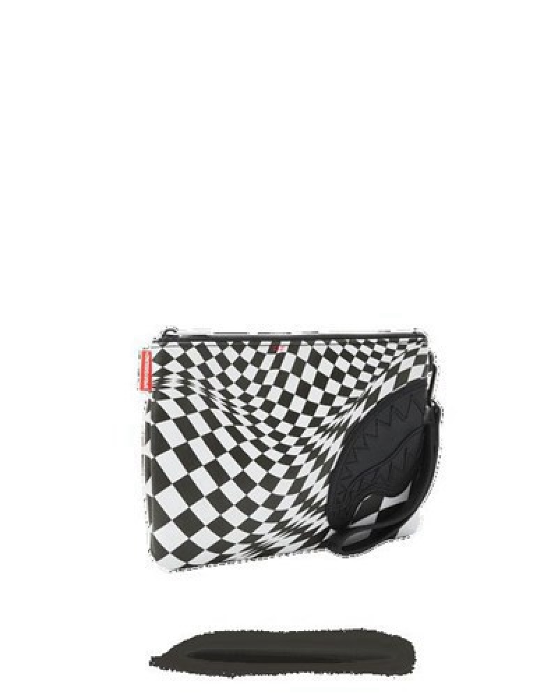 Black / White Sprayground Trippy Check Crossover Clutch Bag | 25139-NQWY