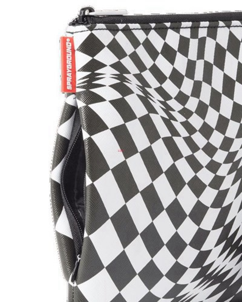 Black / White Sprayground Trippy Check Crossover Clutch Bag | 25139-NQWY