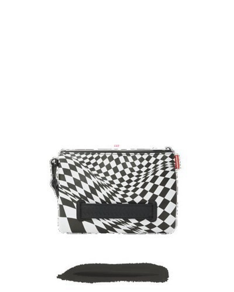 Black / White Sprayground Trippy Check Crossover Clutch Bag | 25139-NQWY