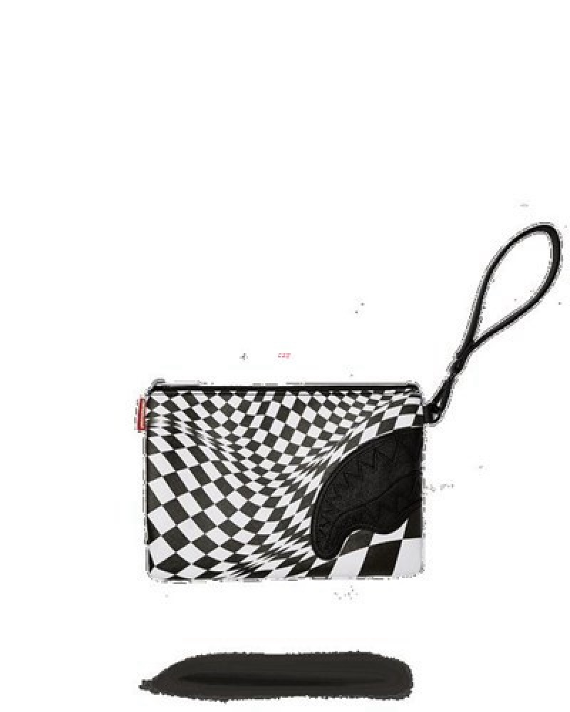 Black / White Sprayground Trippy Check Crossover Clutch Bag | 25139-NQWY