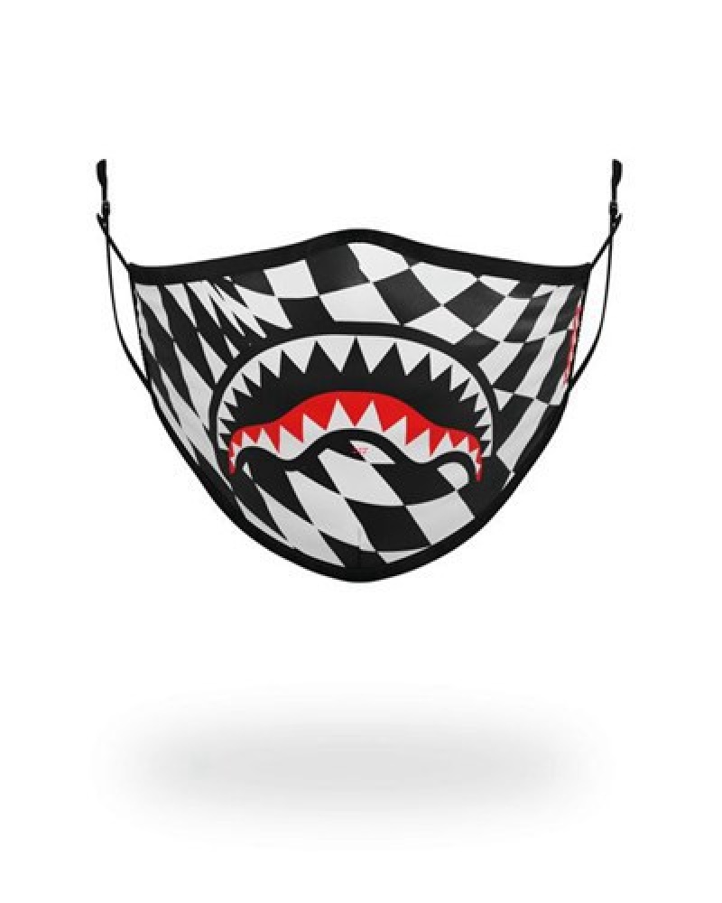 Black / White Sprayground Trippy Check Face Masks | 60478-GEVU