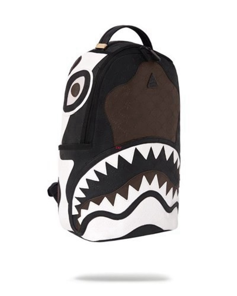 Black / White Sprayground V.V.I.P. (Dlxv) Backpacks | 98124-EMWL