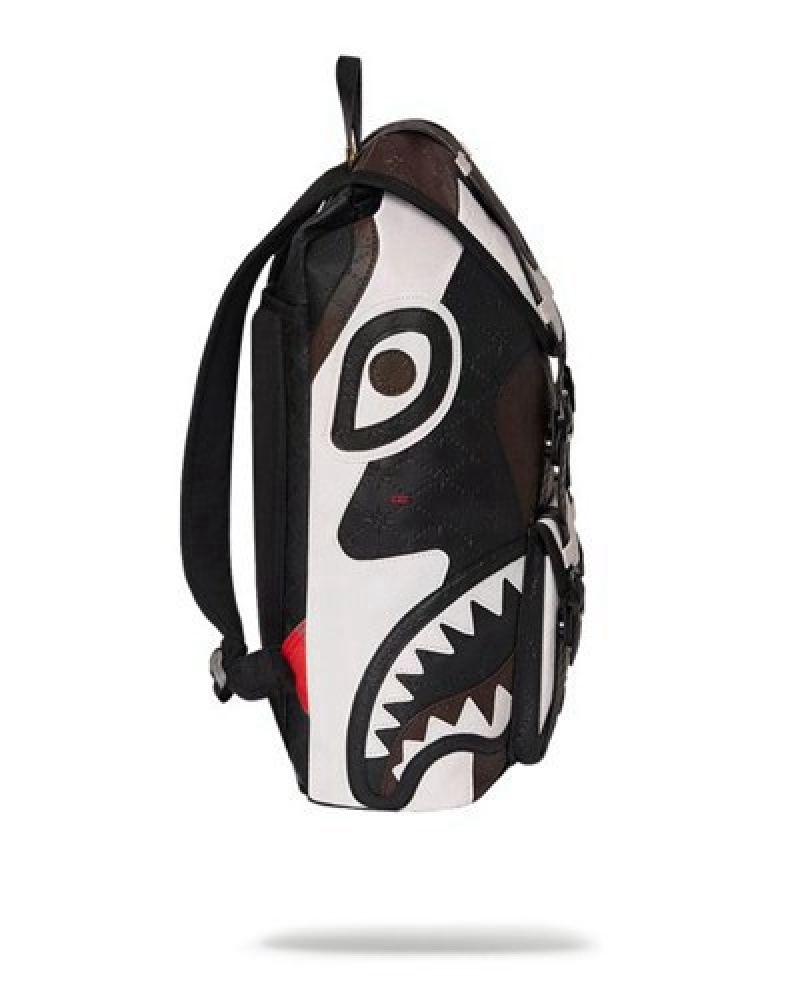 Black / White Sprayground V.V.I.P. Hills Backpacks | 29678-DBYK