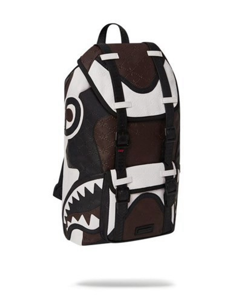 Black / White Sprayground V.V.I.P. Hills Backpacks | 29678-DBYK