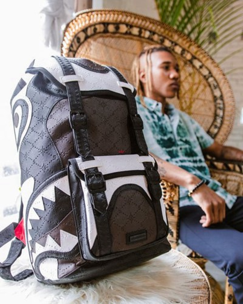 Black / White Sprayground V.V.I.P. Hills Backpacks | 29678-DBYK