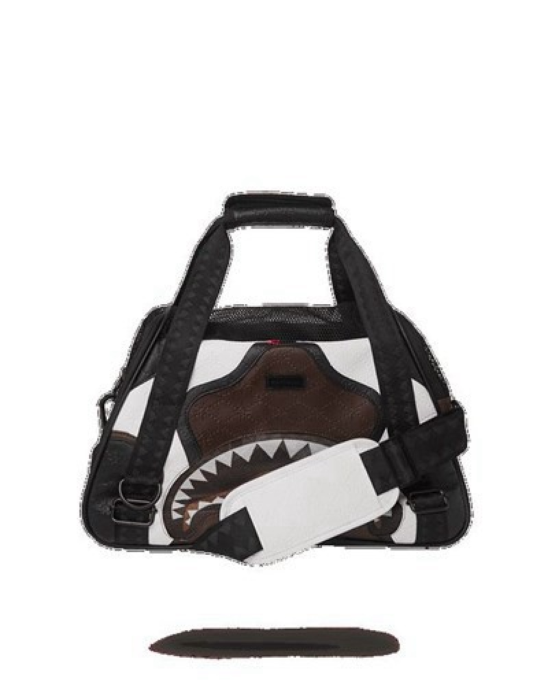 Black / White Sprayground V.V.I.P. Pet Carrier Backpacks | 64052-ILAC