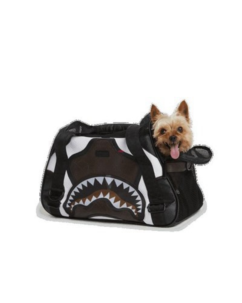 Black / White Sprayground V.V.I.P. Pet Carrier Backpacks | 64052-ILAC