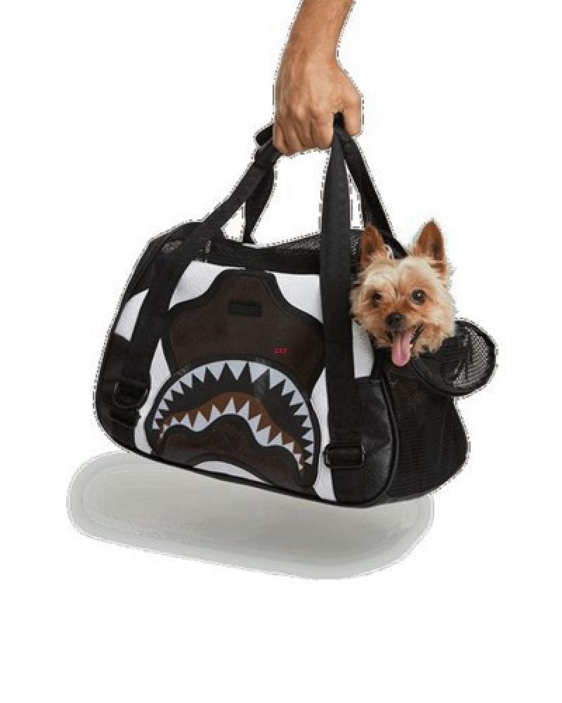 Black / White Sprayground V.V.I.P. Pet Carrier Backpacks | 64052-ILAC