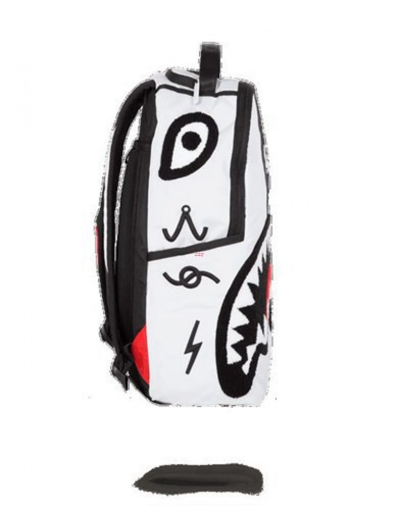 Black / White Sprayground Yin Yang Shark Backpacks | 57968-TDOL