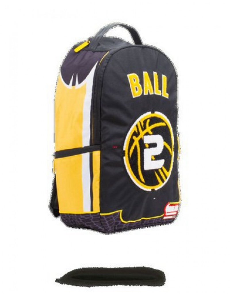 Black / Yellow Sprayground Nbalab Lonzo Ball Jersey Backpacks | 29783-NMVX