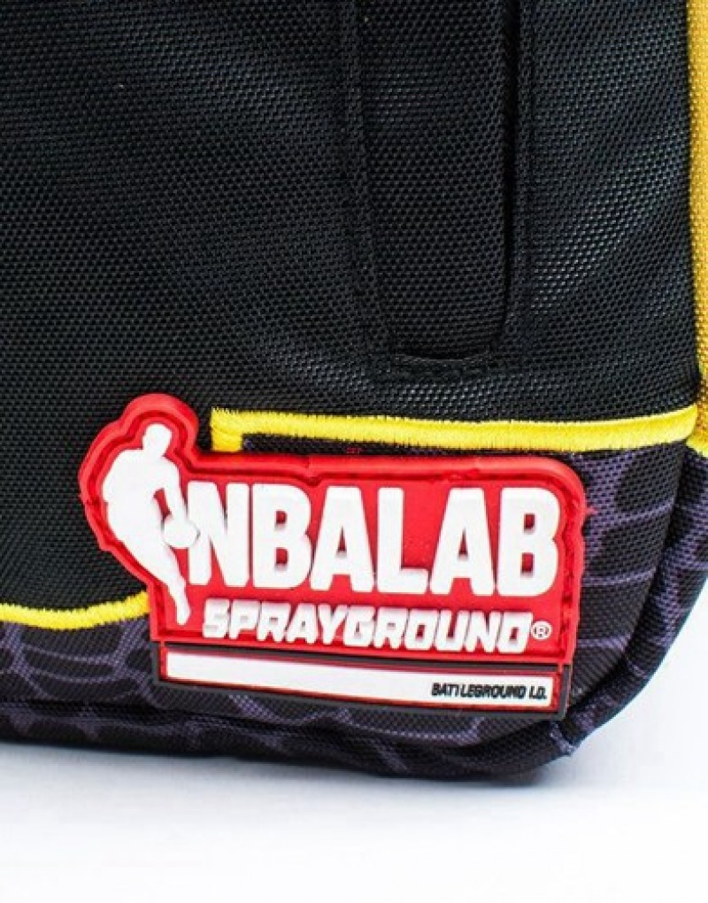 Black / Yellow Sprayground Nbalab Lonzo Ball Jersey Backpacks | 29783-NMVX