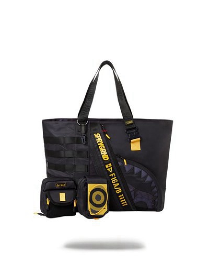 Black / Yellow Sprayground Special Ops Ab Convoy Handbag | 93826-UBME