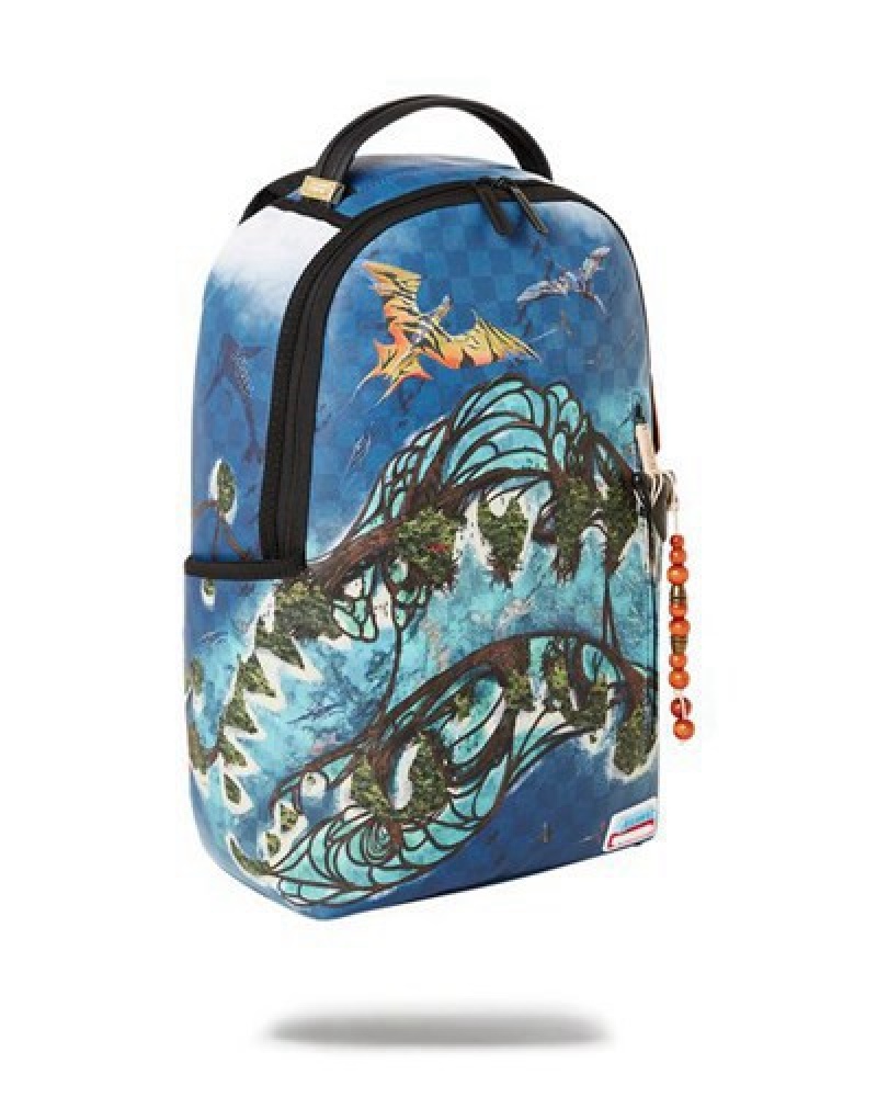 Blue Sprayground Avatar Shark Island Lagoon Sea Backpacks | 37408-HMEC