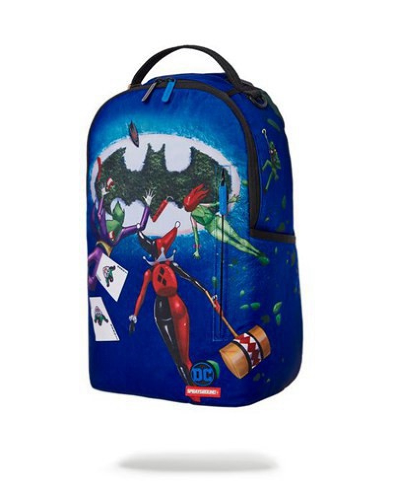 Blue Sprayground Batman Island (Dlxr) Backpacks | 98723-HQBE