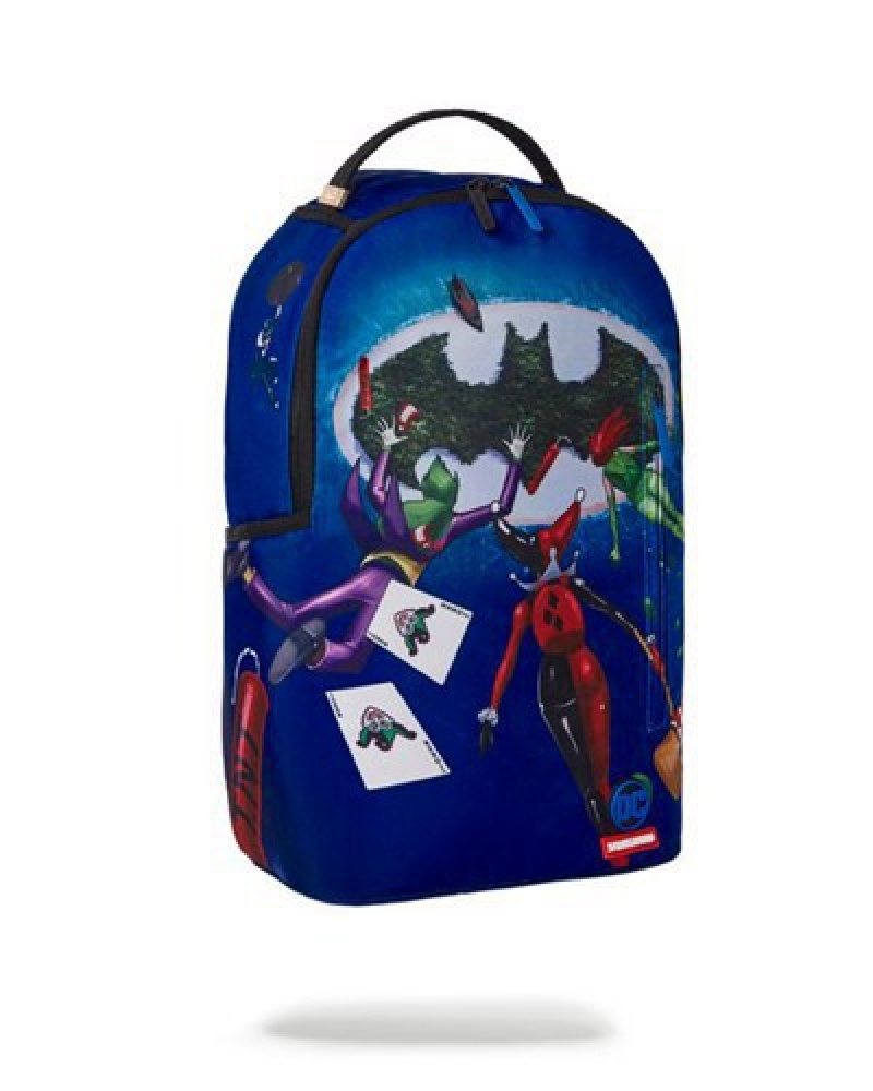 Blue Sprayground Batman Island (Dlxr) Backpacks | 98723-HQBE