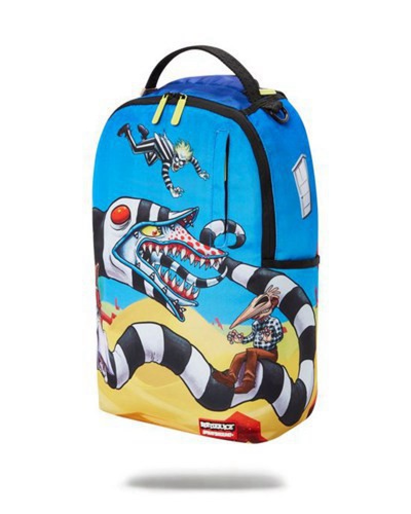 Blue Sprayground Beetlejuice, Beetlejuice, Beetlejuice (Dlxr) Backpacks | 75268-VFJX