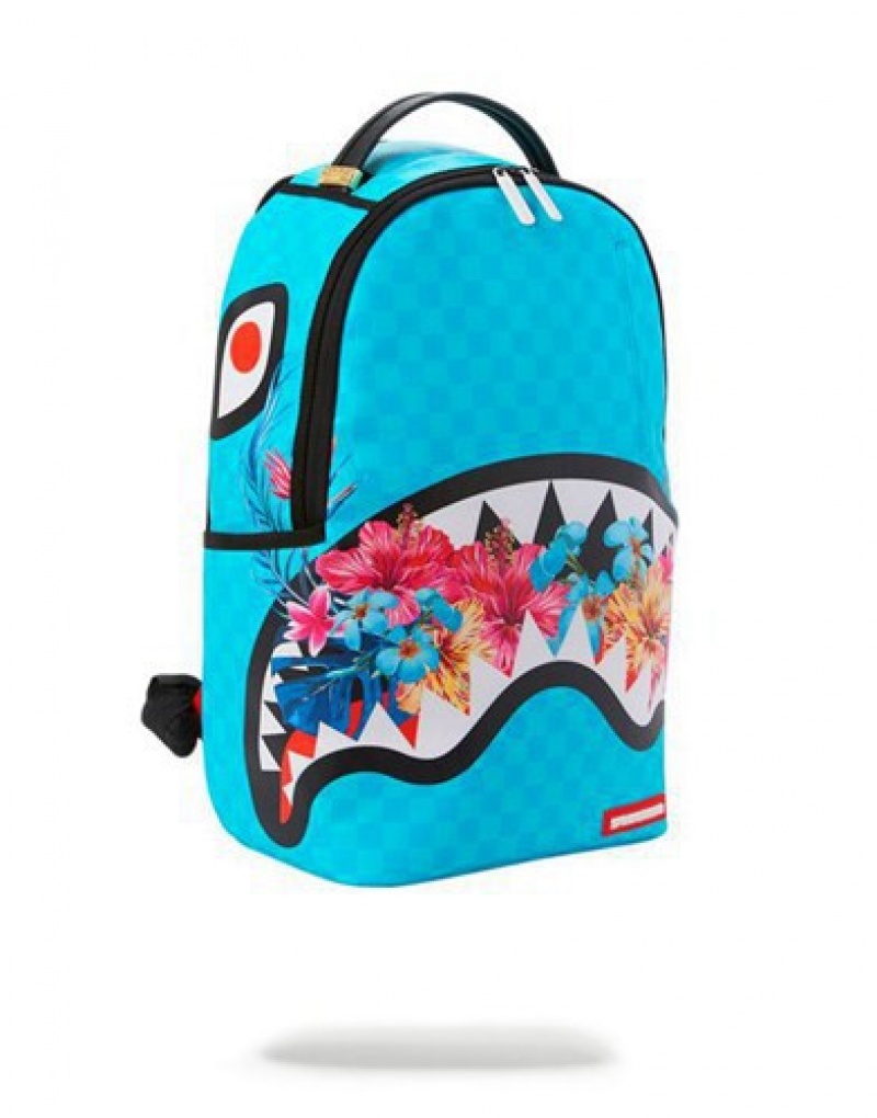 Blue Sprayground Blossom Shark Backpacks | 84351-WQJT