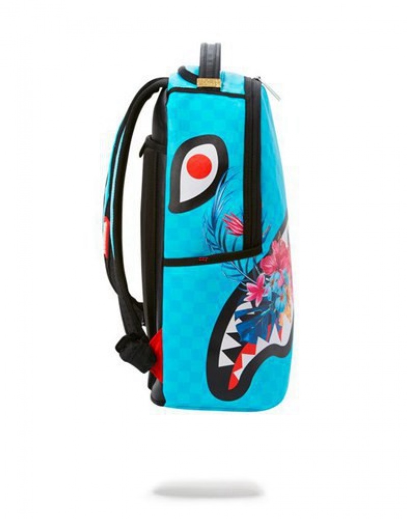 Blue Sprayground Blossom Shark Backpacks | 84351-WQJT