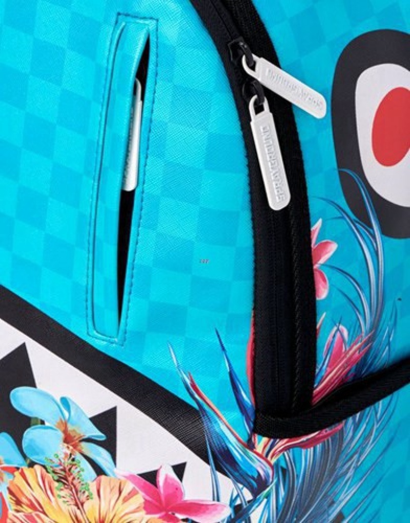 Blue Sprayground Blossom Shark Backpacks | 84351-WQJT