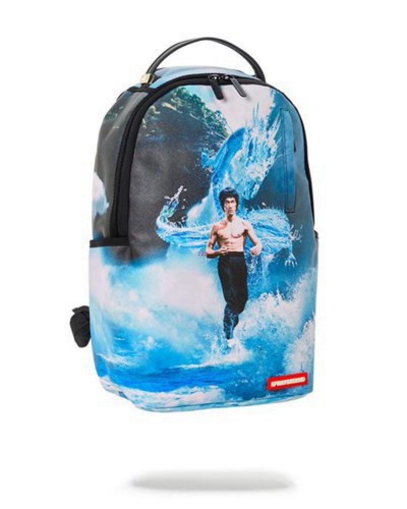 Blue Sprayground Bruce Lee Water Dragon (Dlxv) Backpacks | 86197-AFEI