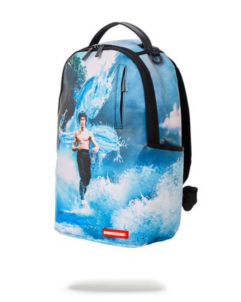 Blue Sprayground Bruce Lee Water Dragon (Dlxv) Backpacks | 86197-AFEI