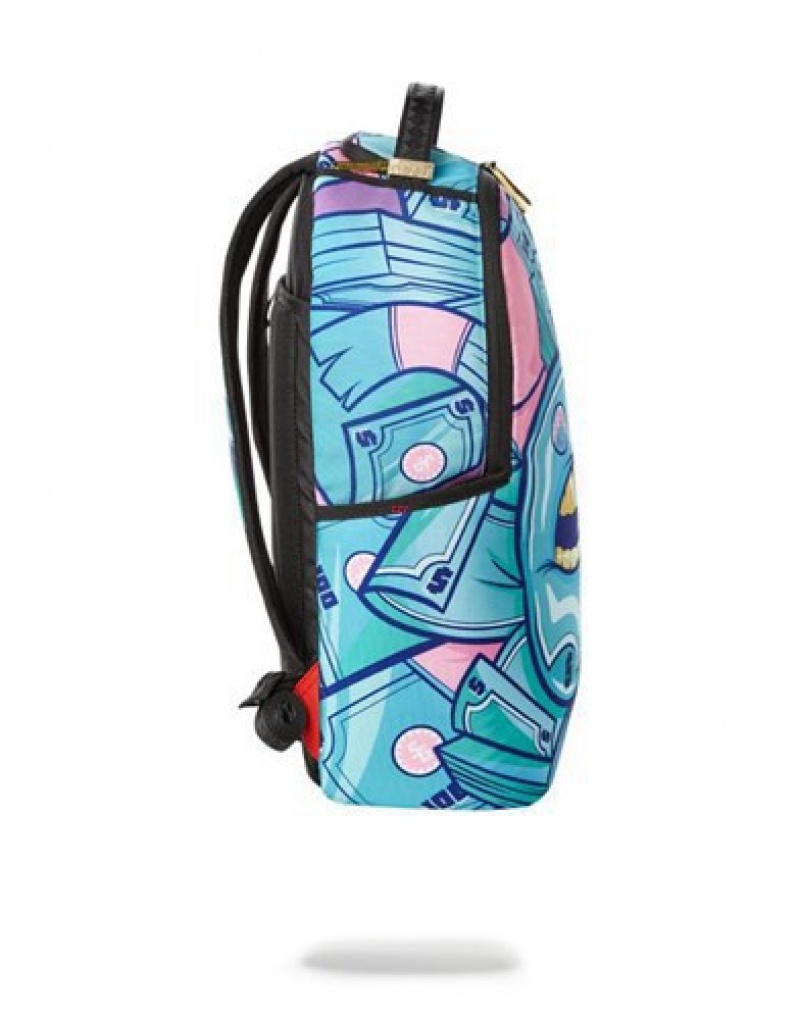 Blue Sprayground Brunch Money Backpacks | 32608-ADLX