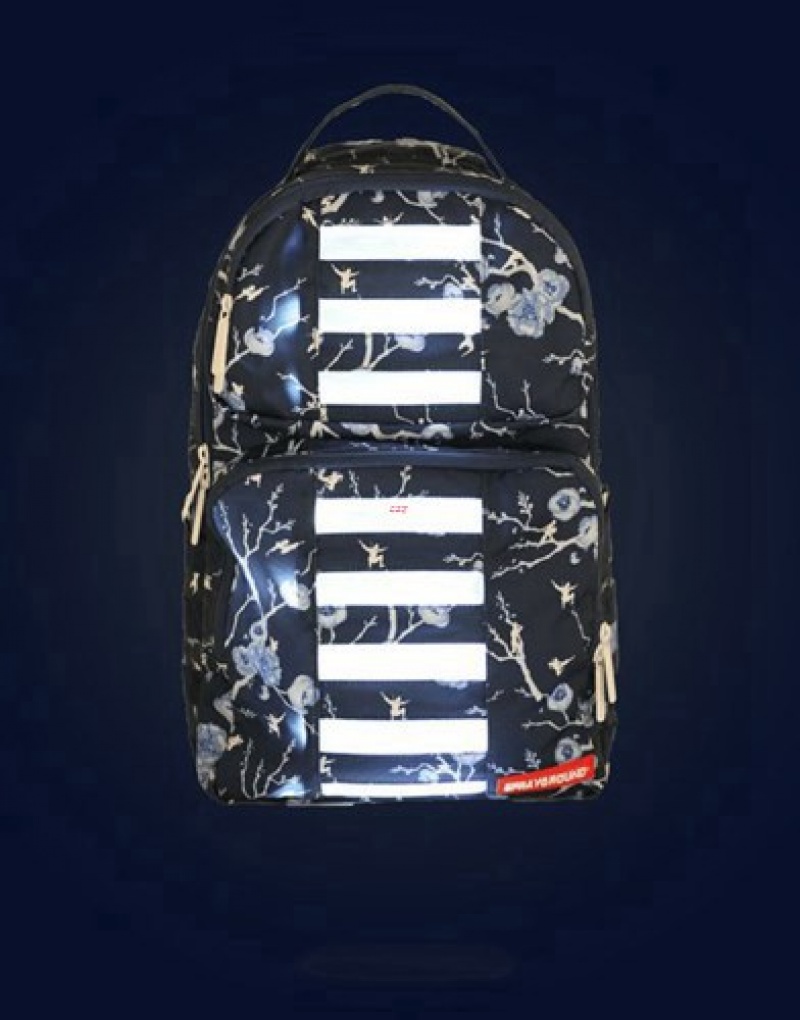 Blue Sprayground Cherry Blo Om Led Backpacks | 50634-OVNI