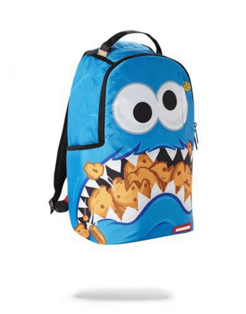 Blue Sprayground Cookie Monster Shark Backpacks | 85397-VUDZ