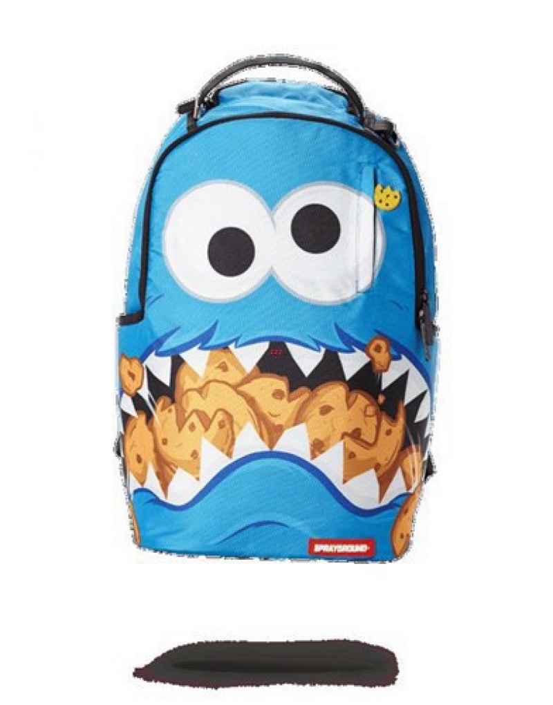 Blue Sprayground Cookie Monster Shark Backpacks | 85397-VUDZ