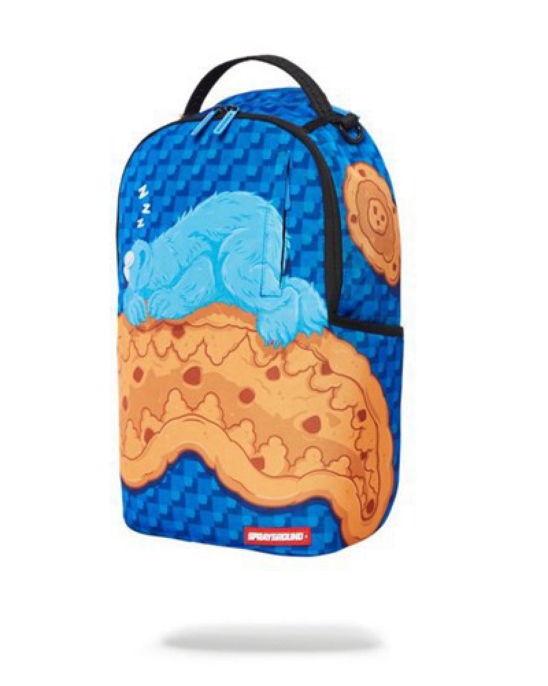 Blue Sprayground Cookie Monster Sleeping (Dlxr) Backpacks | 39285-BADW