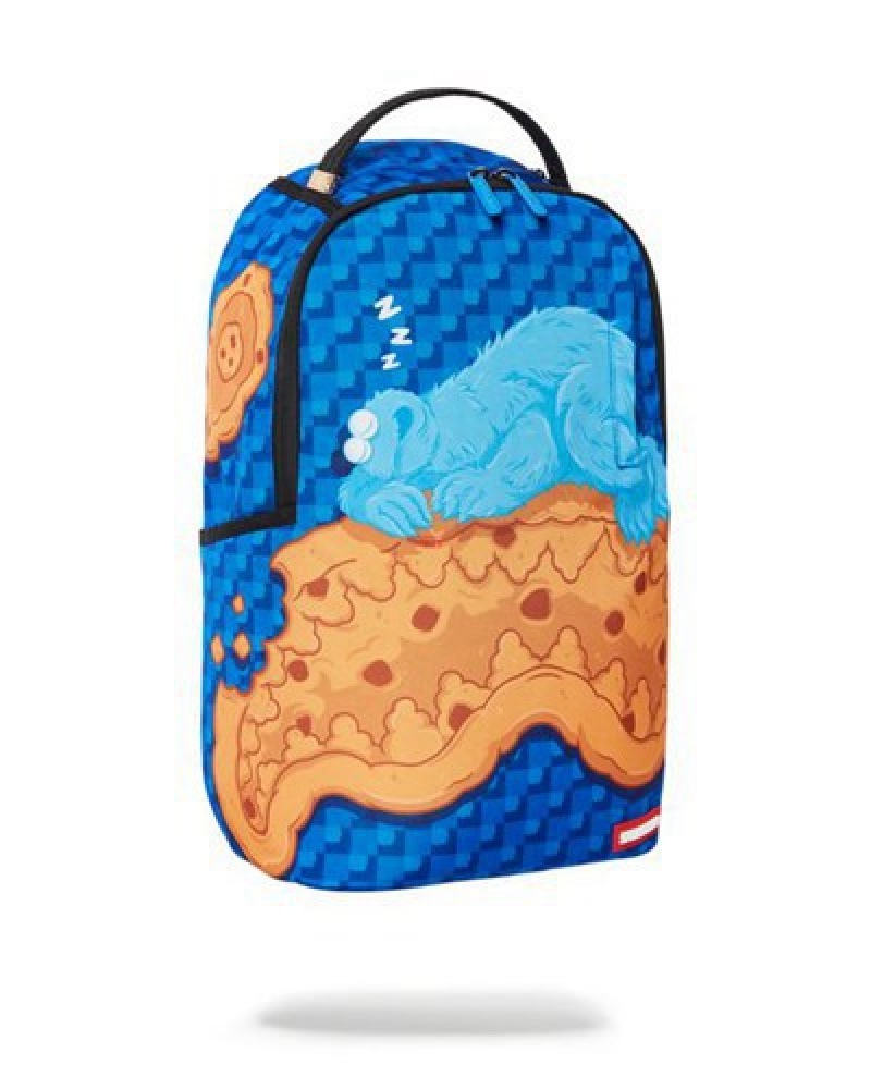 Blue Sprayground Cookie Monster Sleeping (Dlxr) Backpacks | 39285-BADW