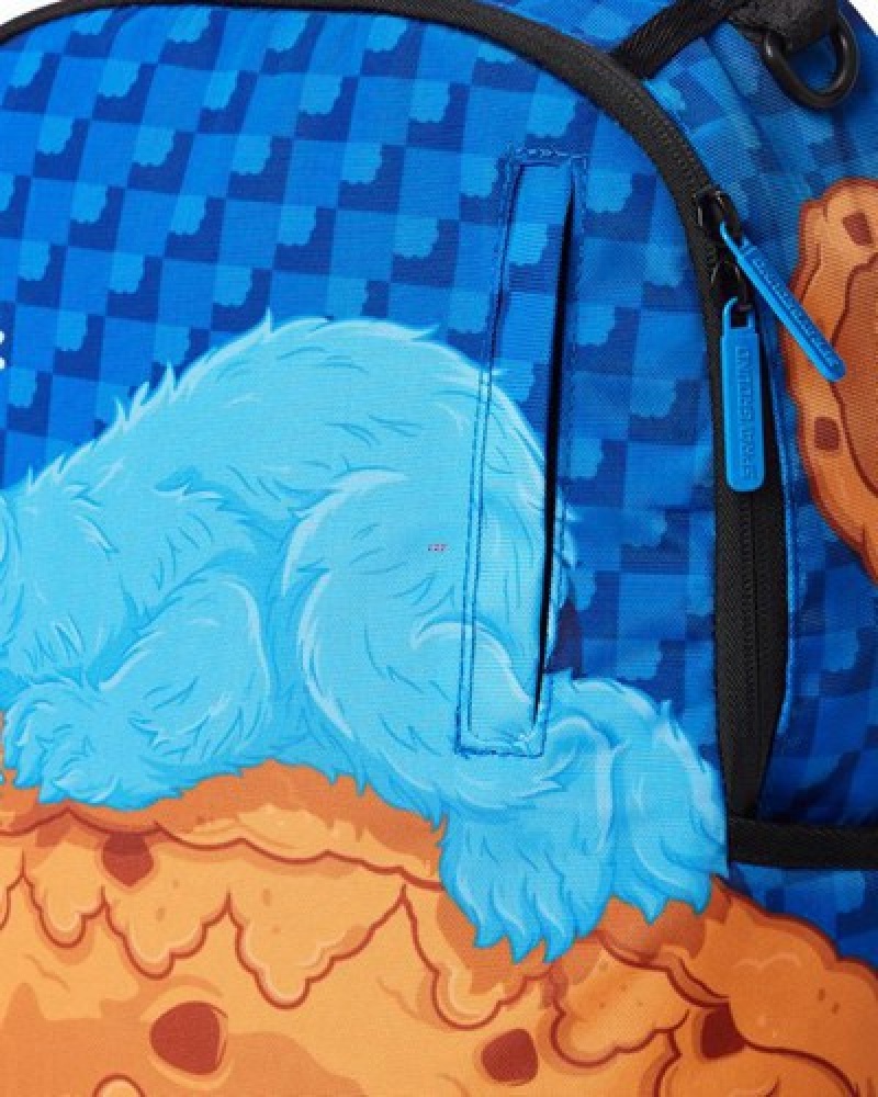 Blue Sprayground Cookie Monster Sleeping (Dlxr) Backpacks | 39285-BADW