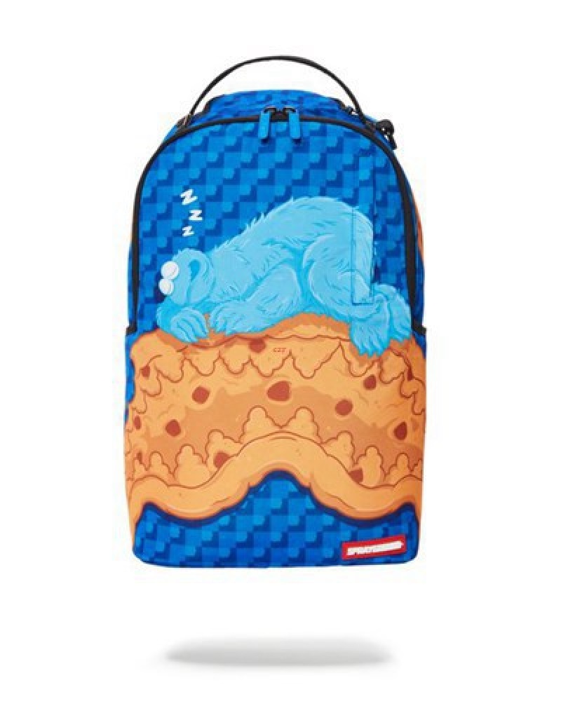 Blue Sprayground Cookie Monster Sleeping (Dlxr) Backpacks | 39285-BADW