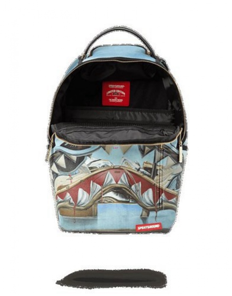 Blue Sprayground Dali Shark Backpacks | 95461-ZVIW