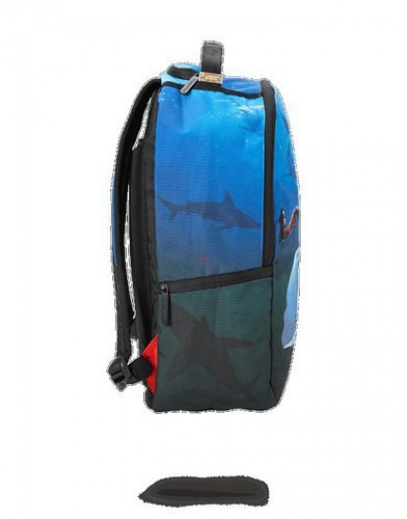 Blue Sprayground Deadpool Attack Shark Backpacks | 96137-PONR