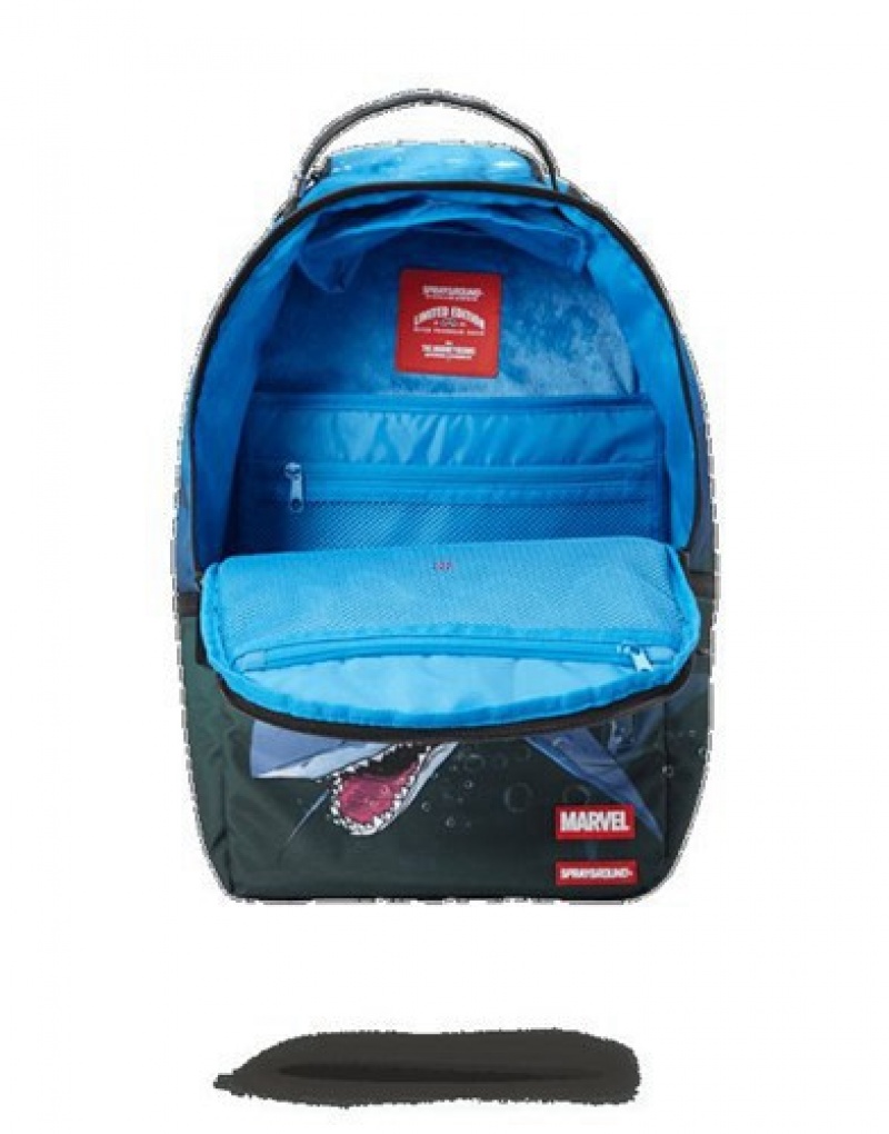 Blue Sprayground Deadpool Attack Shark Backpacks | 96137-PONR