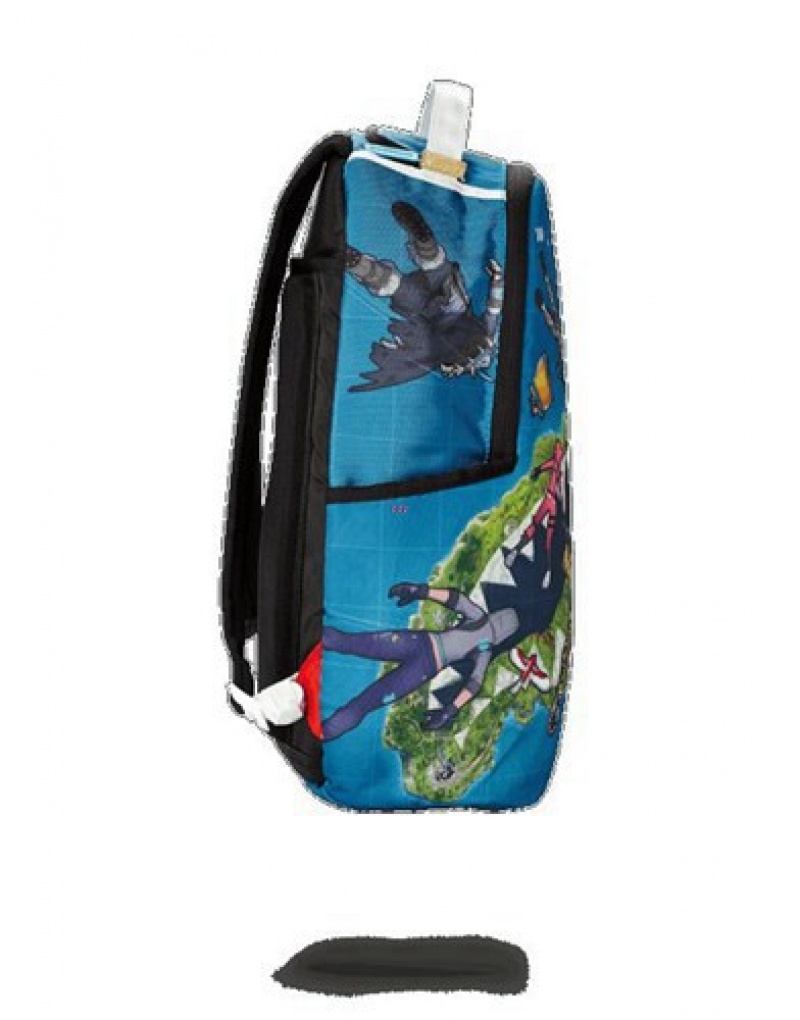 Blue Sprayground Fortnite Island Backpacks | 29374-NLJF