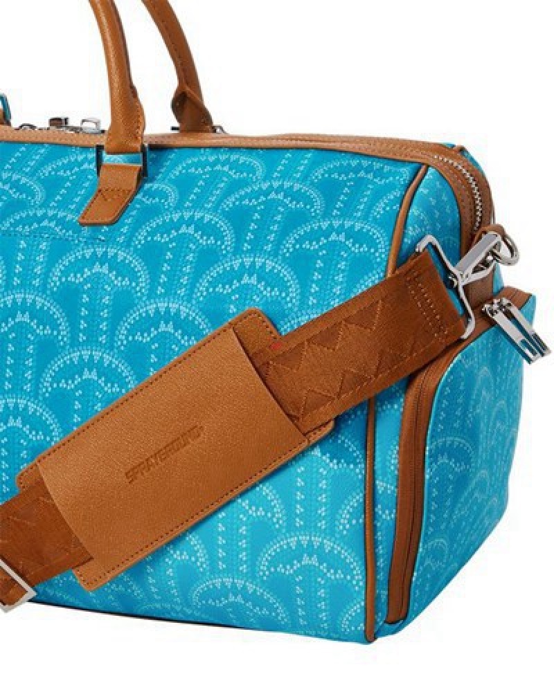 Blue Sprayground Illuchains Turq Duffle Bags | 71980-VDYK