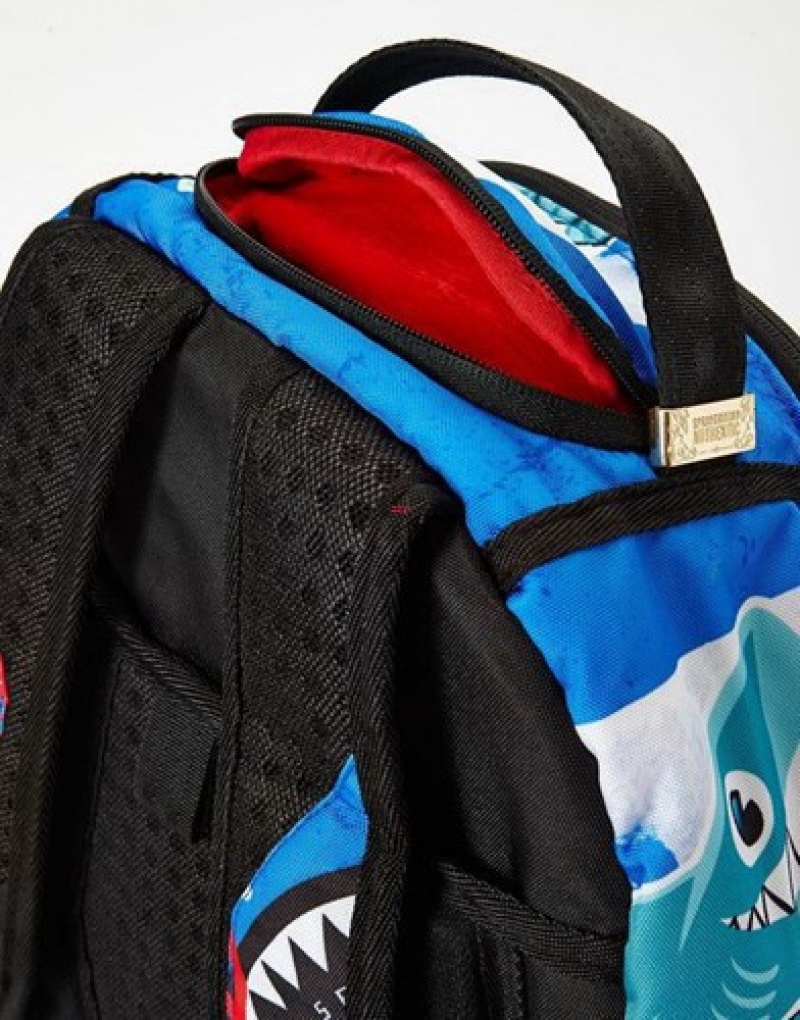 Blue Sprayground Japanese Street Sign Backpacks | 73846-LXEK