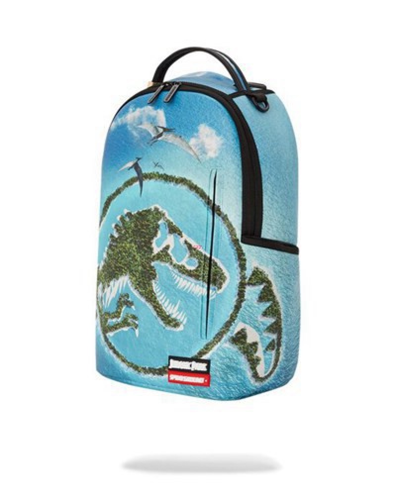 Blue Sprayground Jurassic Island (Dlxv) Backpacks | 63498-KUJN