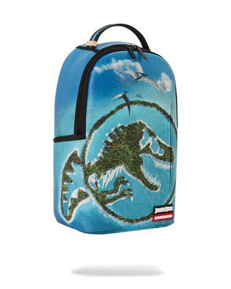 Blue Sprayground Jurassic Island (Dlxv) Backpacks | 63498-KUJN