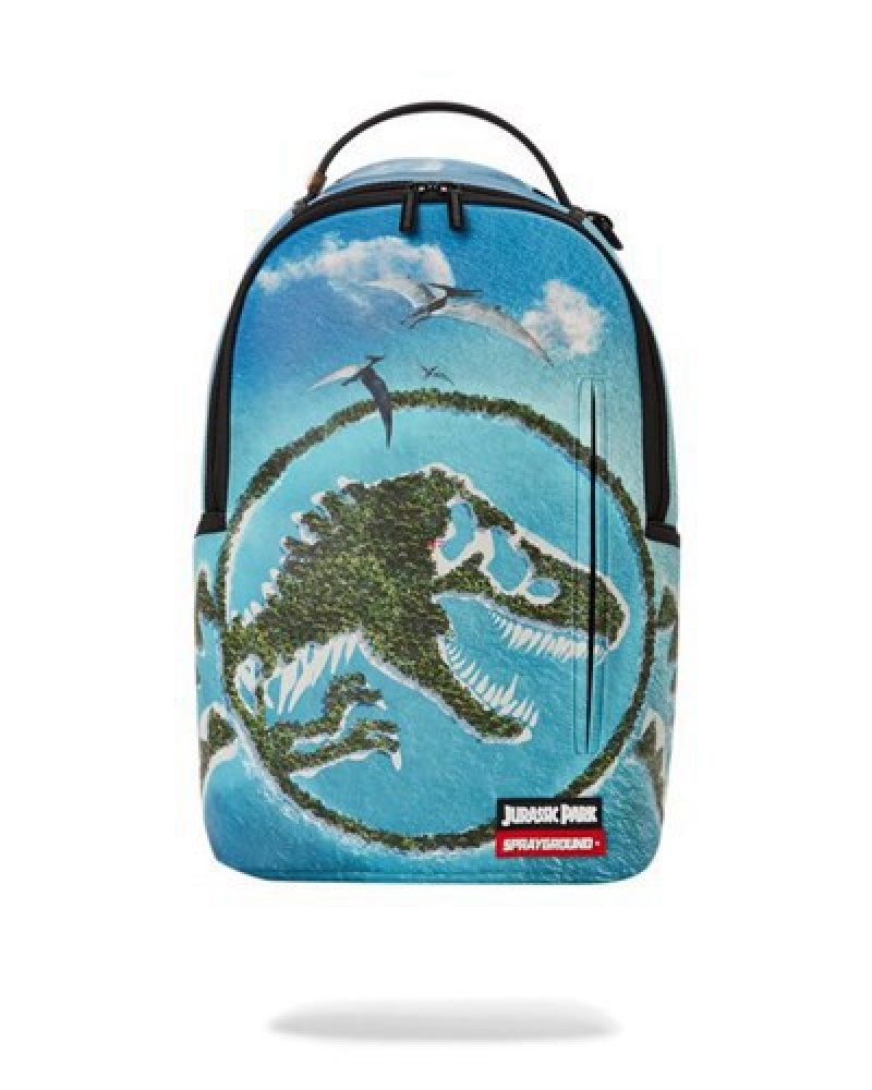 Blue Sprayground Jurassic Island (Dlxv) Backpacks | 63498-KUJN