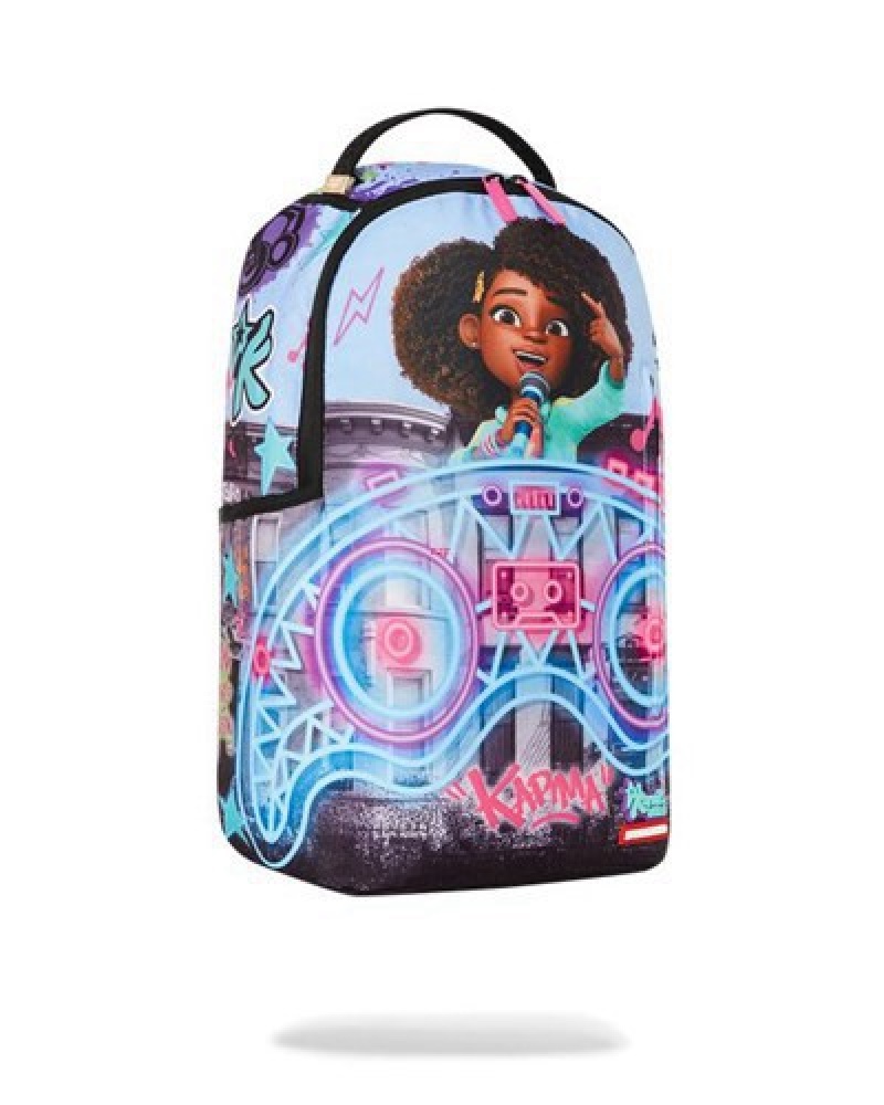 Blue Sprayground Karma's World Turn Up The Volume Backpacks | 90237-HTWY