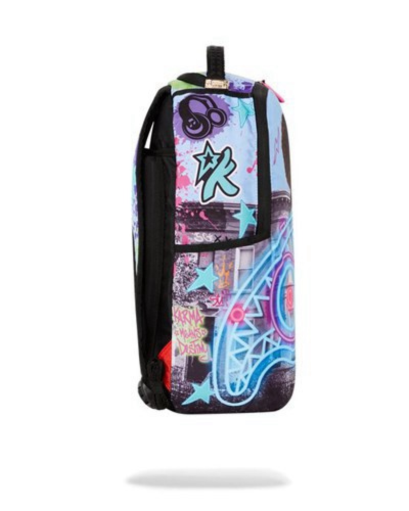 Blue Sprayground Karma's World Turn Up The Volume Backpacks | 90237-HTWY