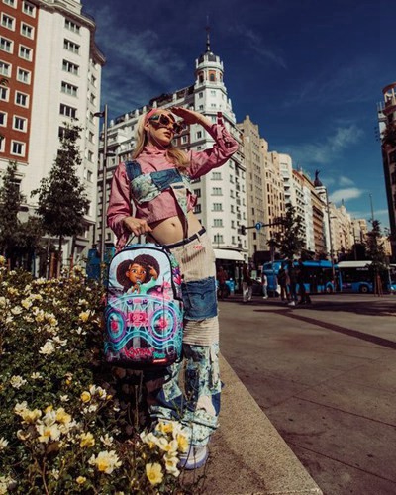 Blue Sprayground Karma's World Turn Up The Volume Backpacks | 90237-HTWY