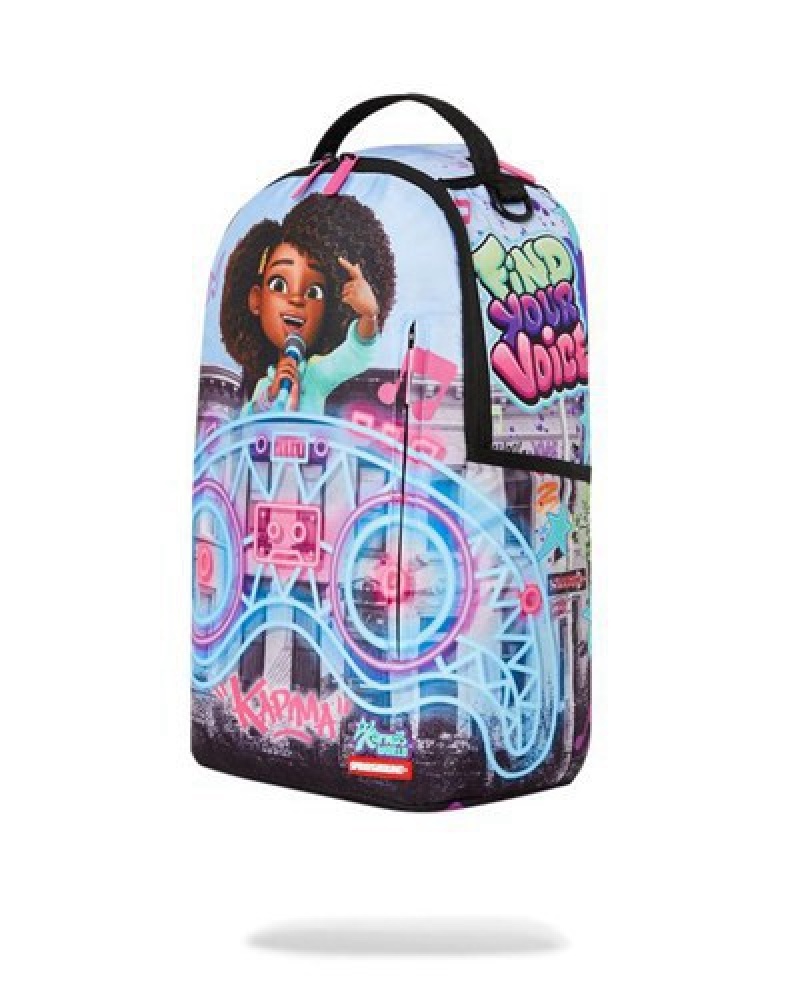 Blue Sprayground Karma's World Turn Up The Volume Backpacks | 90237-HTWY