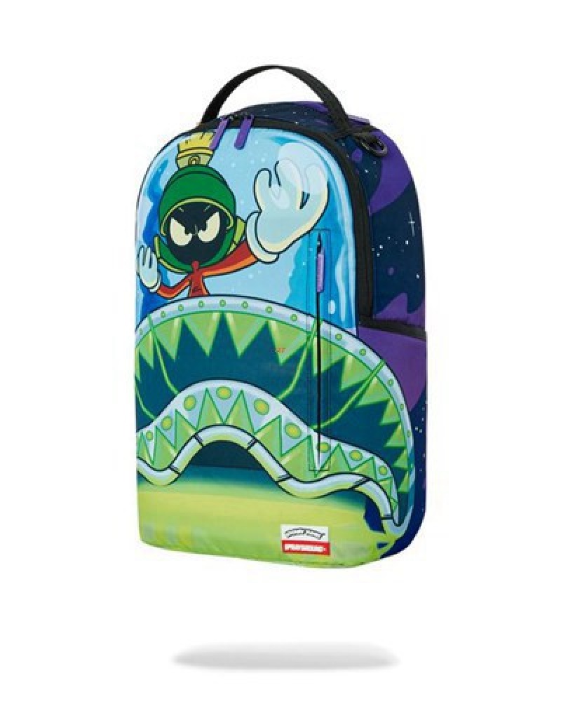 Blue Sprayground Looney Tunes Marvin The Martian Fearless Leader Backpacks | 80362-SOKL