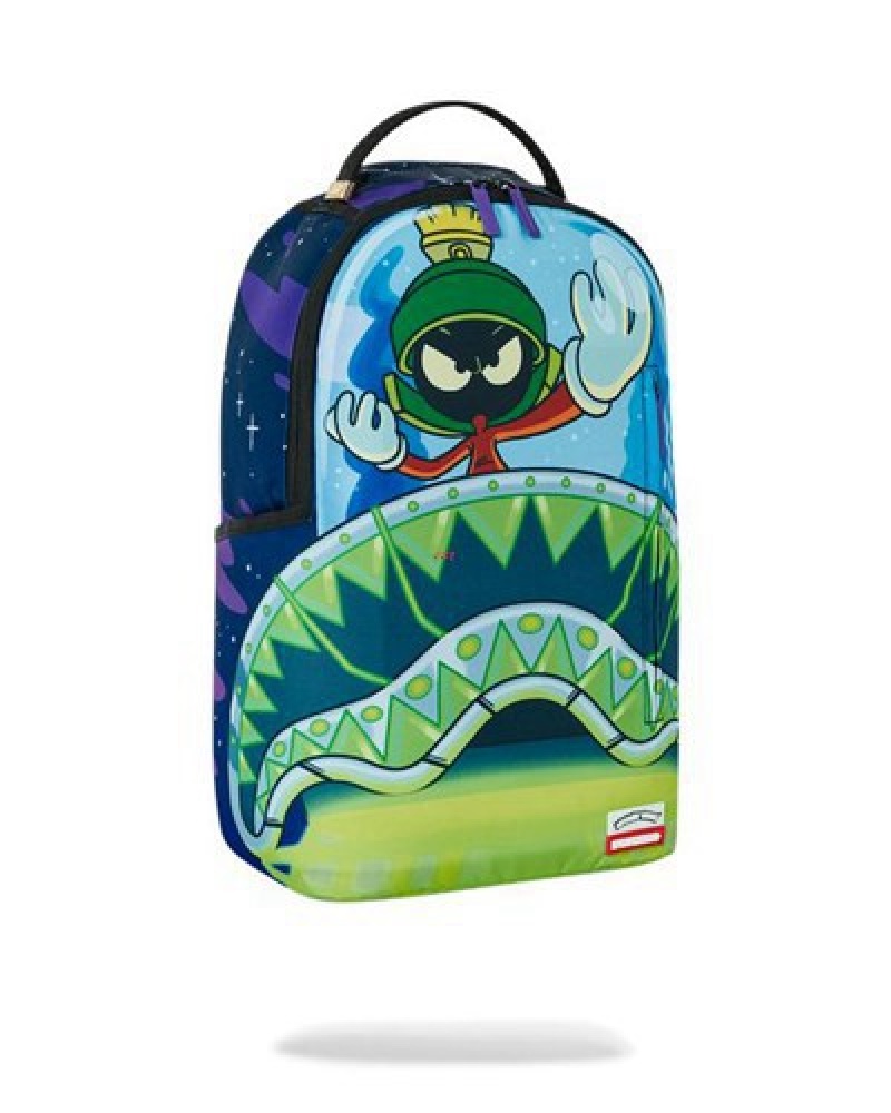 Blue Sprayground Looney Tunes Marvin The Martian Fearless Leader Backpacks | 80362-SOKL