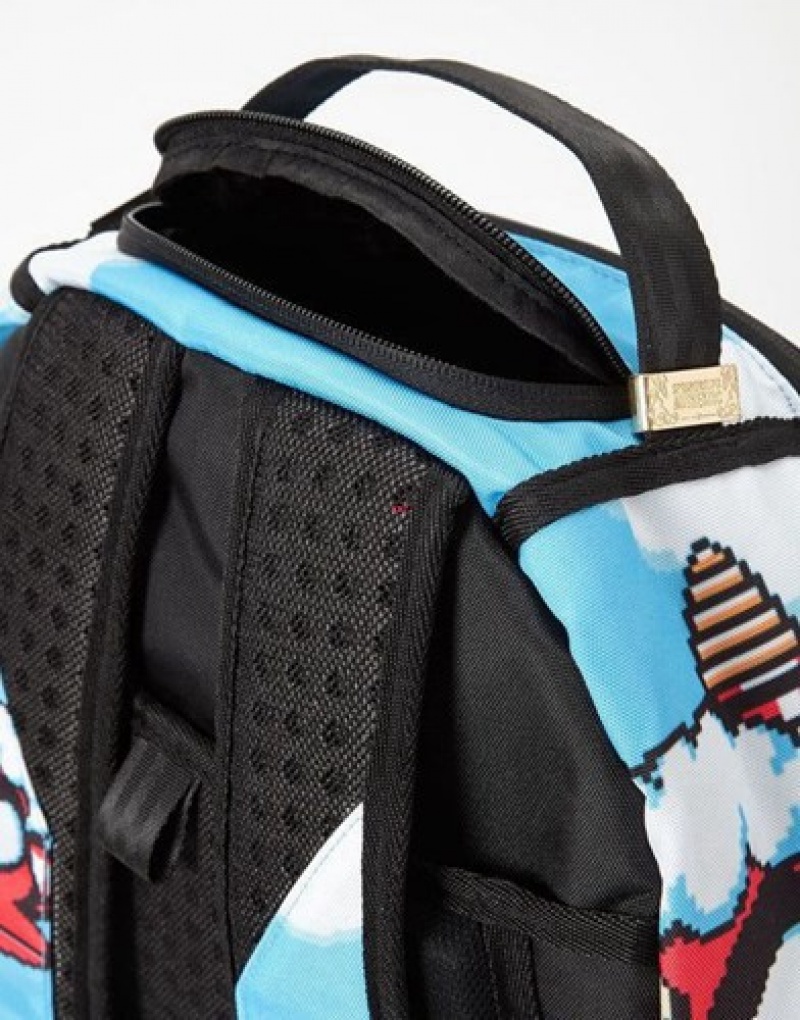 Blue Sprayground Mega Man Destroyer Shark Backpacks | 40986-AXTK